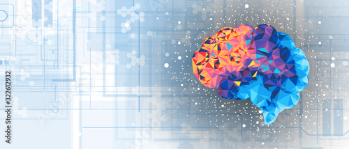 Abstract human brain. Artificial intelligence technology. Science background