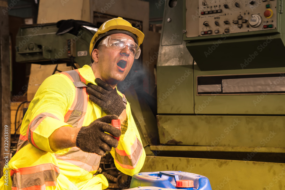 engineer working in industrial company with mechanical receiving toxic