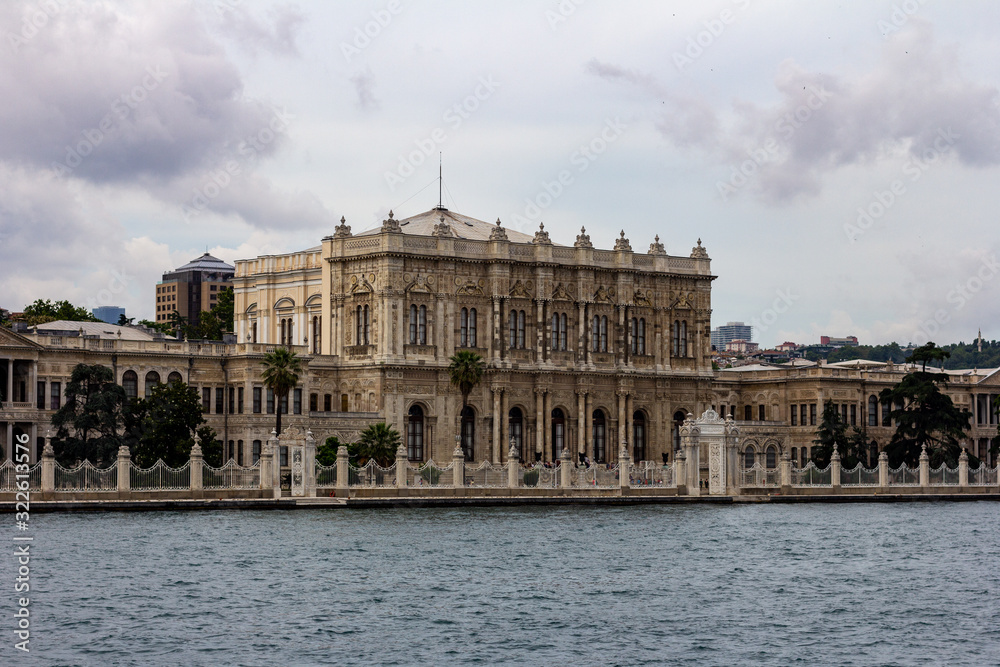June 19, 2019 - Istanbul, Turkey - View of the Dolmabahçe Palace on the banks of the Bosphorus Strait