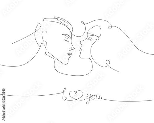 I love you continuous line. Man and woman