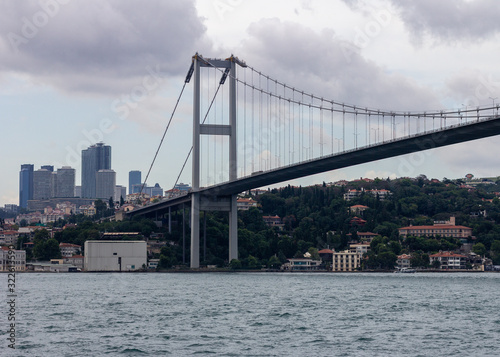 June 19, 2019 - Istanbul, Turkey - View of the 15 July Martyrs Bridge crossing the Bosphorus Strait