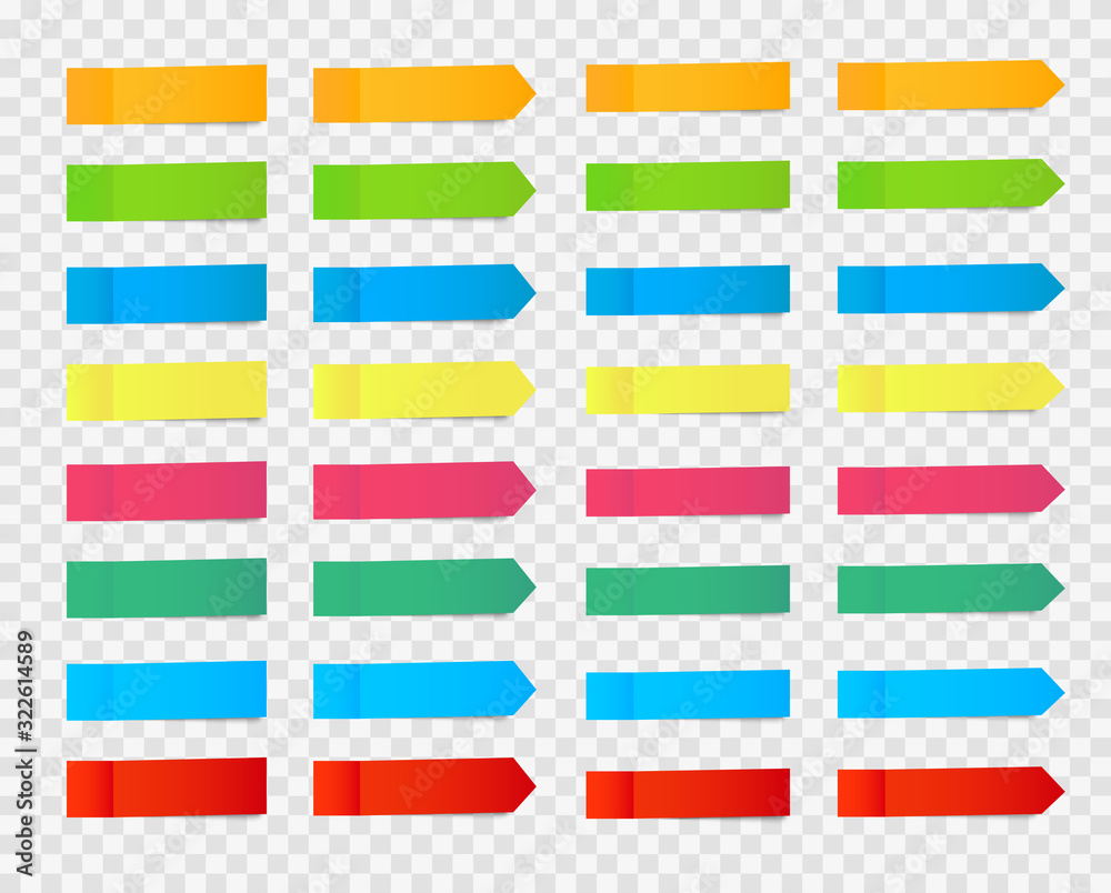 Vector sticky notes, transparent shadows. Vector illustration. Stock