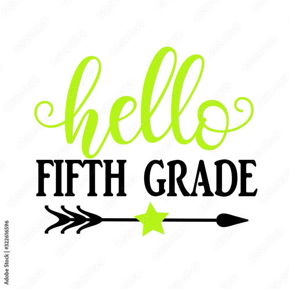 Fototapeta premium Hello fifth grade. School party decor.