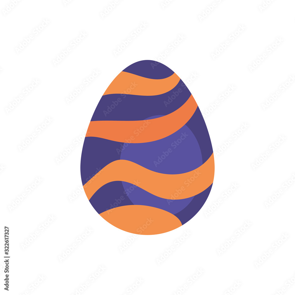 easter egg painted with waves stripes flat style