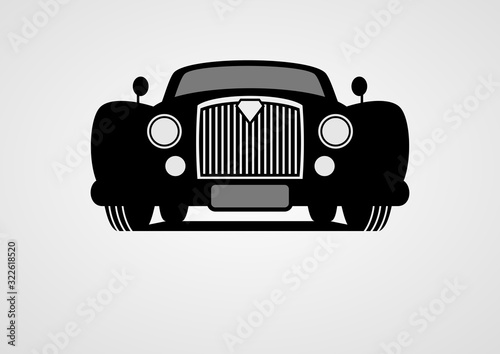 Generic retro car silhouette front view