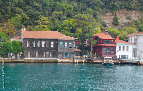 The waterfront of a residential part of the Beykoz district on the Asian shore of Istanbul, Turkey. Just north of Fatih Sultan Mehmet bridge