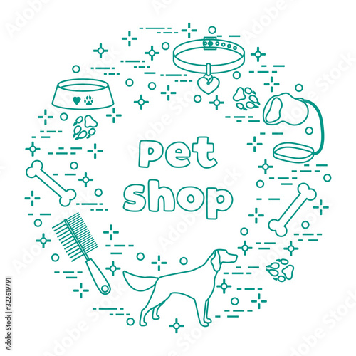 Vector Pet shop, vet, shelter Animal Dog tracks