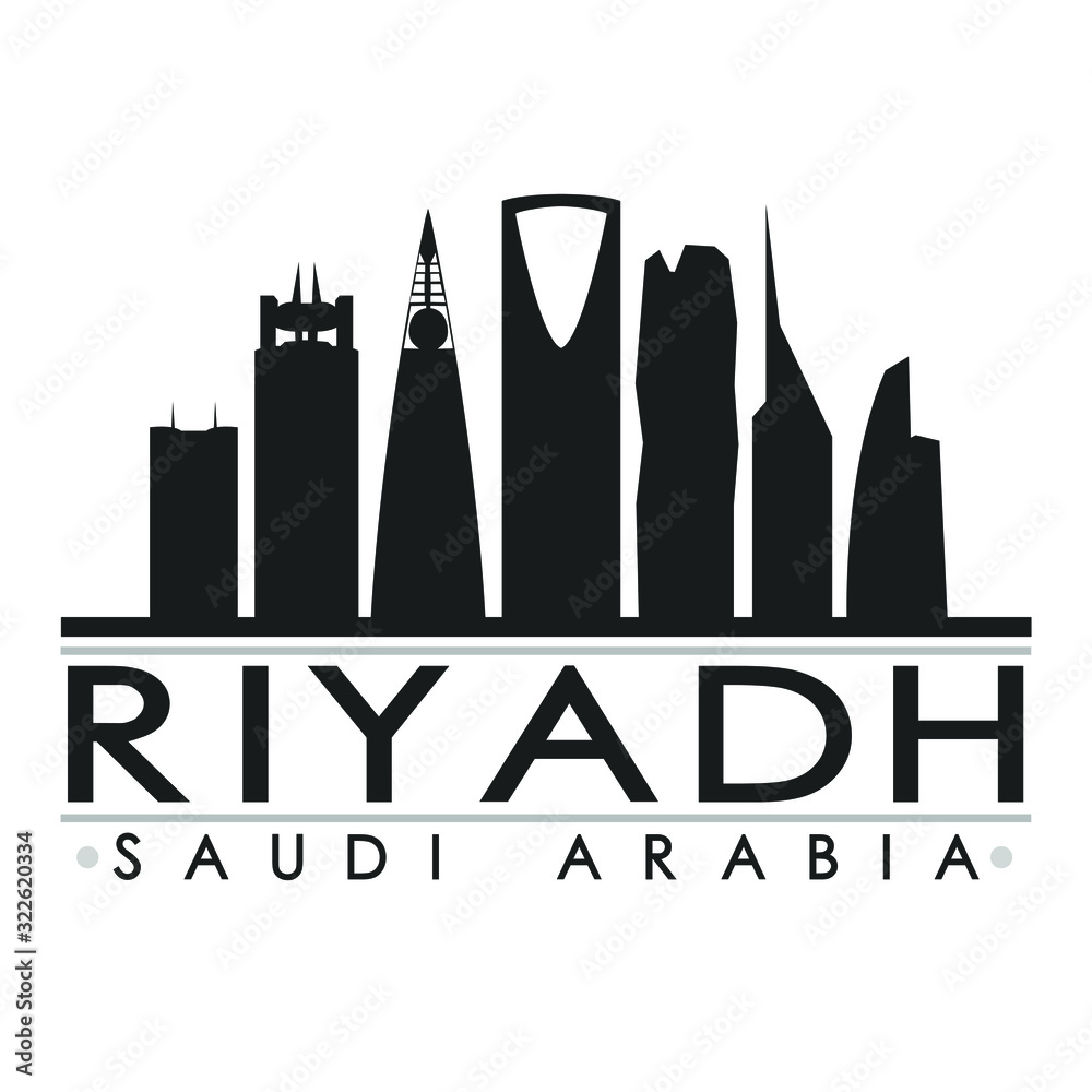 Riyadh Saudi Arabia Skyline. Silhouette Design City Vector Art Landmark