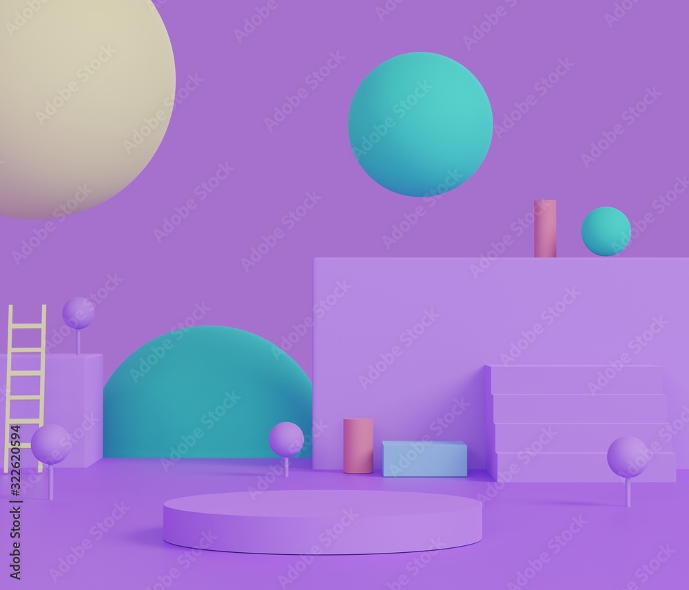 3d abstract minimal geometric forms. Glossy luxury purple podium for your design. Fashion show stage,pedestal, shopfront in space and galaxy theme. 3d abstract minimal geometric forms. Glossy luxury purple podium for your design. Fashion show stage,pedestal, shopfront in space and galaxy theme.