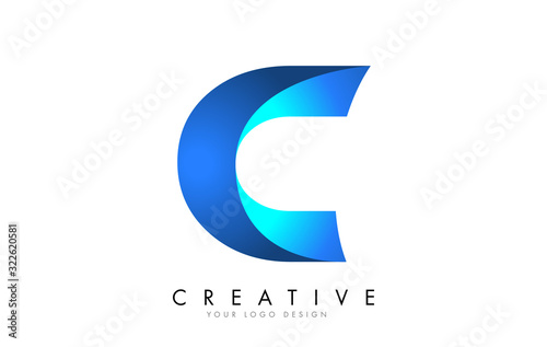 Free Download C Letter Logo Design with 3D and Ribbon Effect and Blue Gradient. - GFXLoad