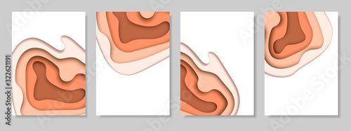Vertical banners set with 3D abstract background and paper cut shapes. Vector design layout for business presentations, flyers, posters and invitations. Colorful carving art
