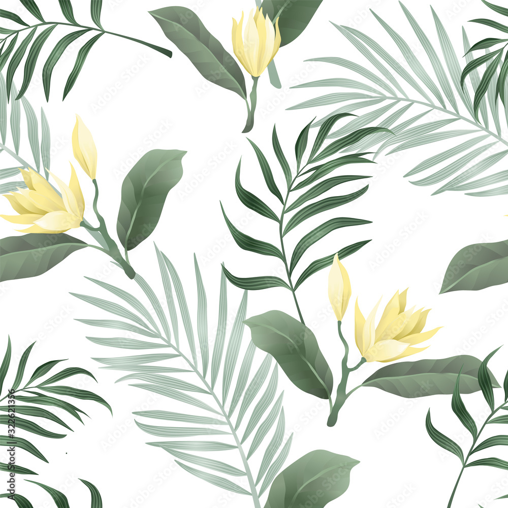 Tropical seamless pattern. Modern abstract design for paper, cover, fabric, interior decor