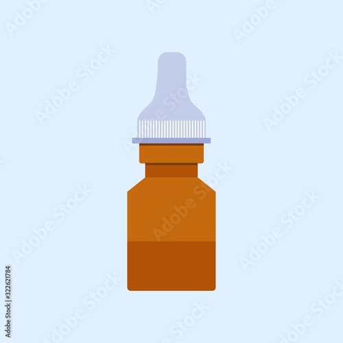 Medical nasal drops in flat style isolated on blue background. Storage tank. Vector stock illustration.