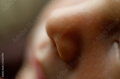 Newborn baby macro nose