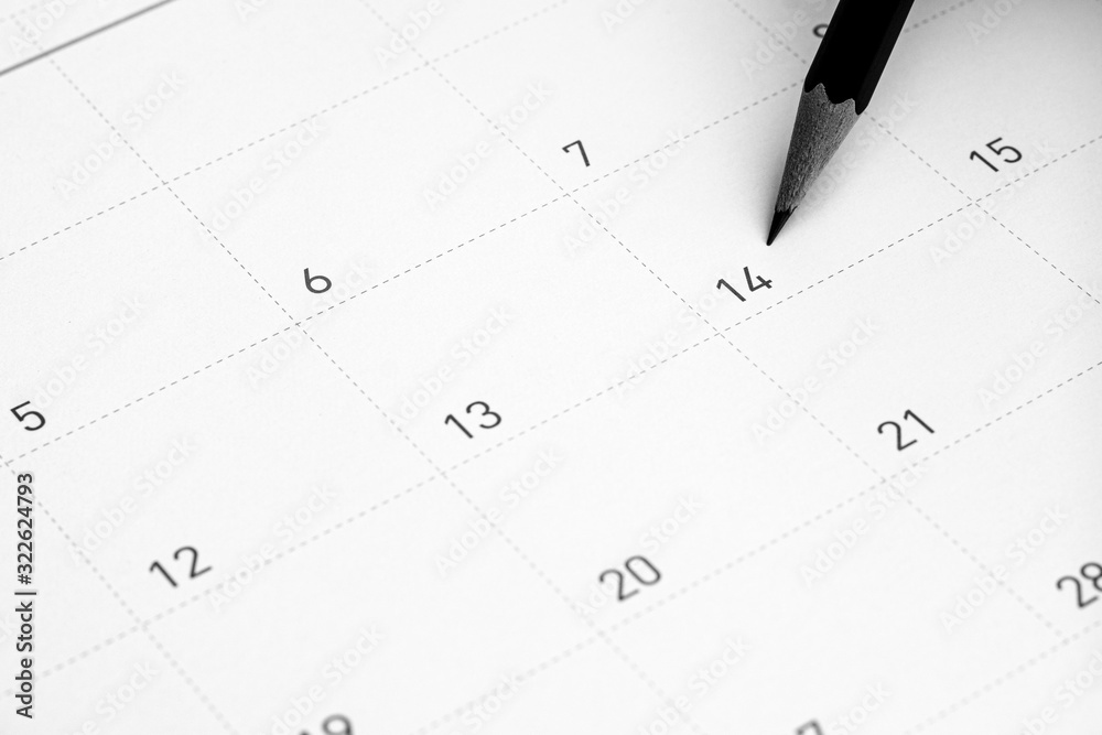 date of february 14 on the calendar. - Valentine's Day concept. date of february 14 on the calendar. - Valentine's Day concept.