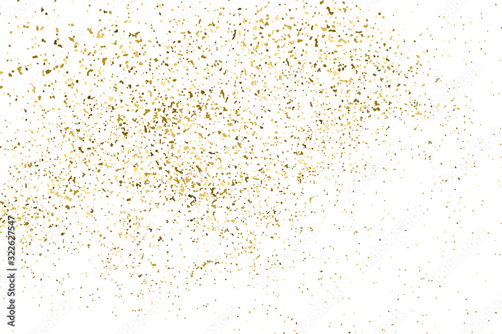 Gold Glitter Texture Isolated On White. Amber Particles Color. Celebratory Background. Golden Explosion Of Confetti. Design Element. Digitally Generated Image. Vector Illustration, Eps 10.