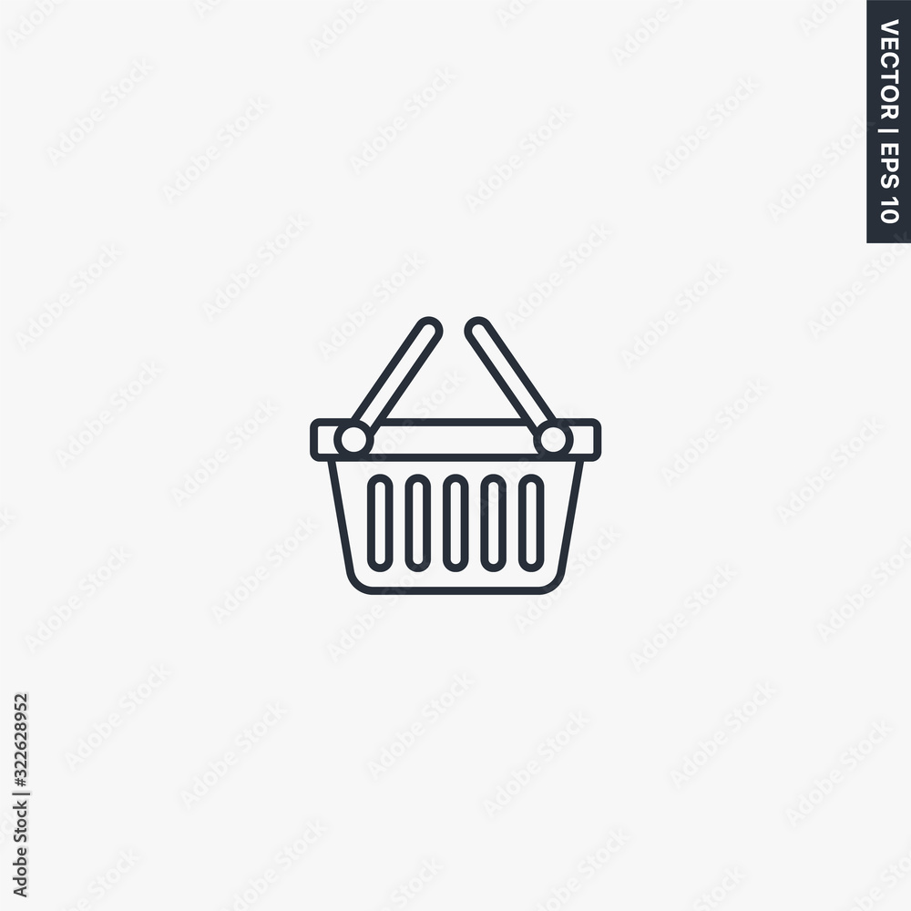 Shopping basket, linear style sign for mobile concept and web design Shopping basket, linear style sign for mobile concept and web design