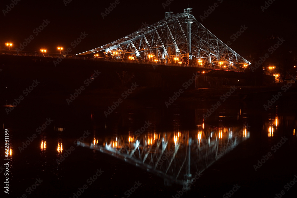The Loschwitzer bridge in Dresden at night. It is called The Loschwitzer bridge in Dresden at night. It is called