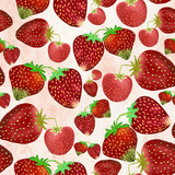 Simple small hand drawn strawberries seamless pattern.