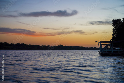 Sunset over Lake Marble Falls Texas. 