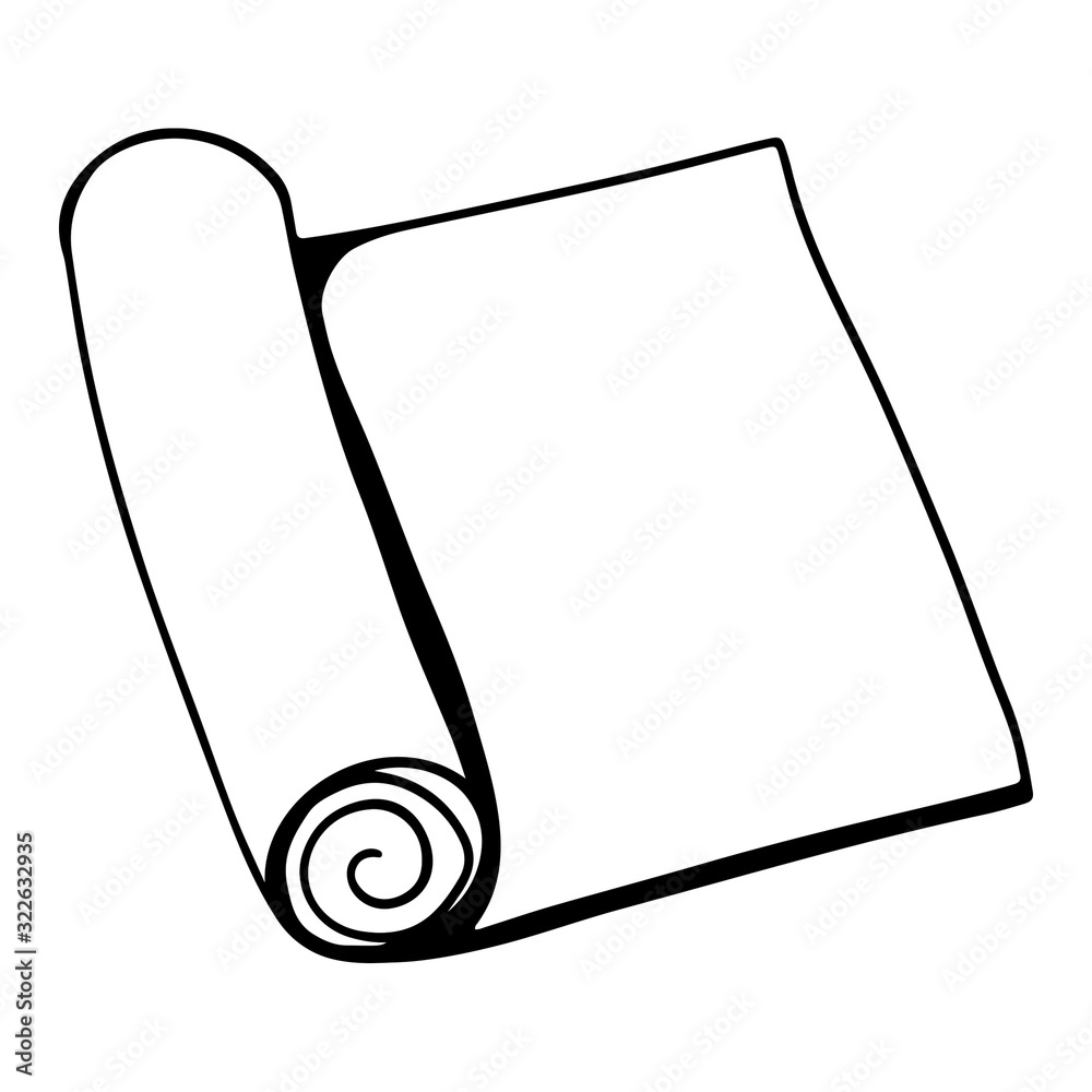 Yoga mat black and white rolled mattress doodle Vector Image