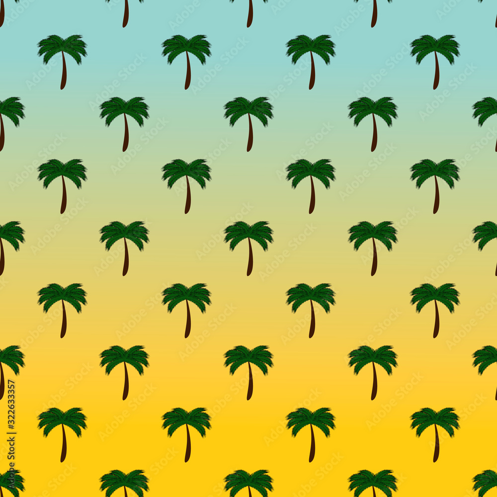 pattern with palm trees with southern warm gradients vector