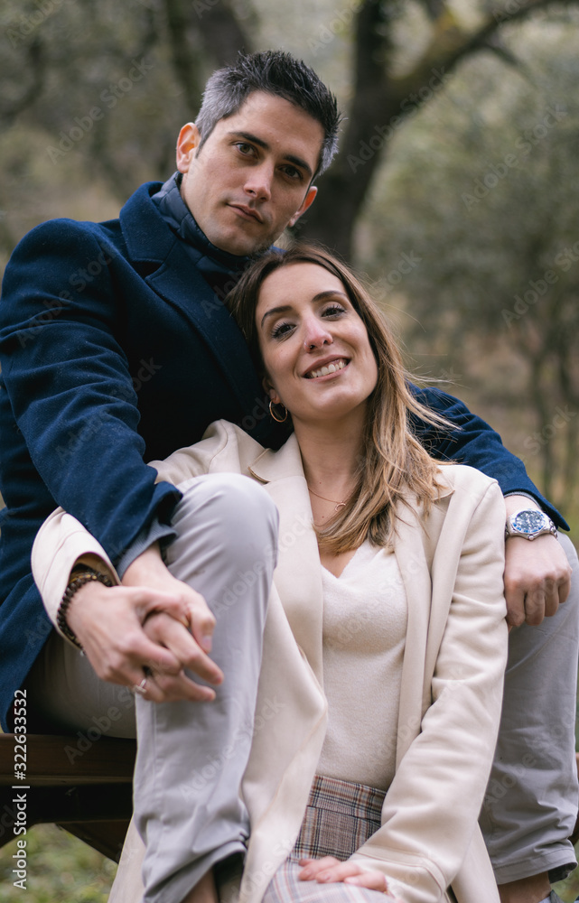 Fototapeta premium Young couple posing in the wild nature 