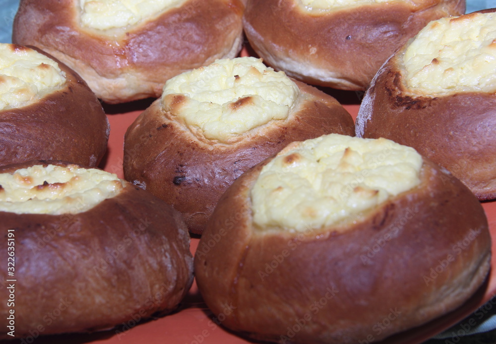 the fluffy bun cheese close-up, concept of Breakfast the fluffy bun cheese close-up, concept of Breakfast