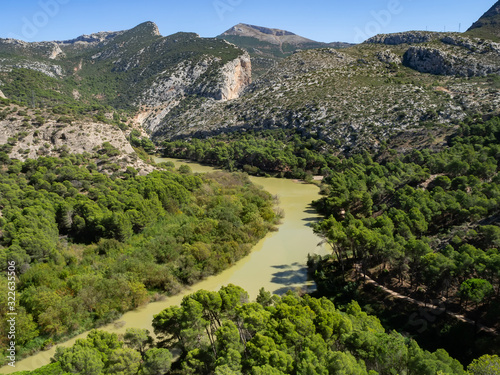 Valley in Gaitanejo Park next to the royal El Chorro trail. Spain