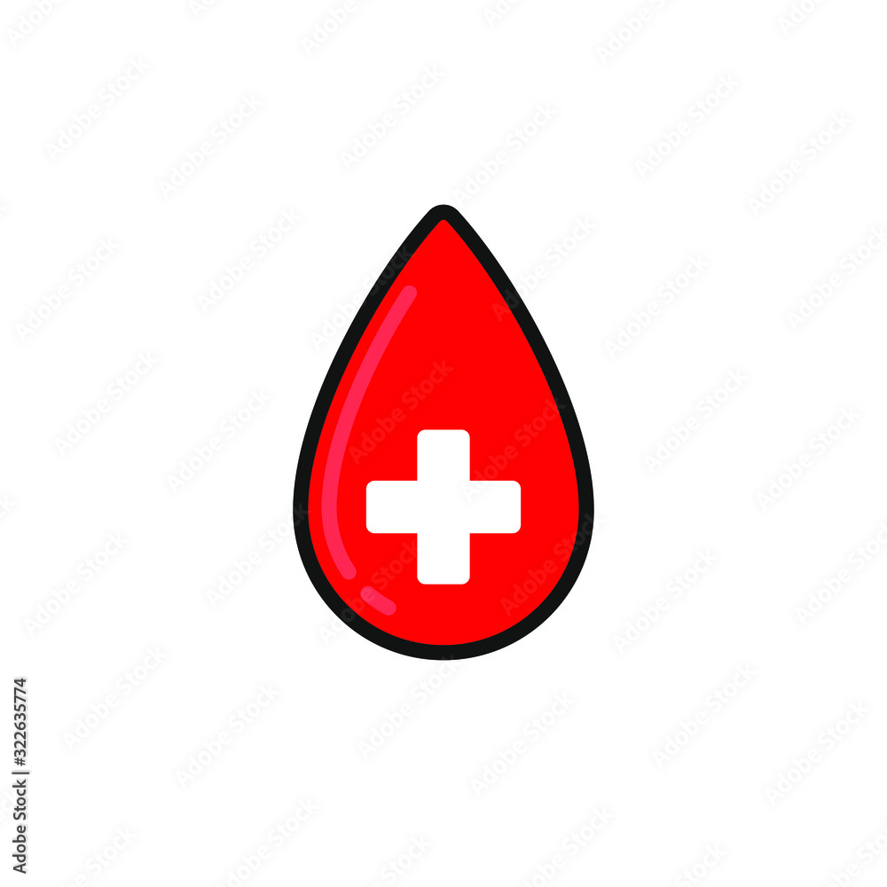 Medical cross in red drop icon vector image. Medical cross in red drop icon vector image.