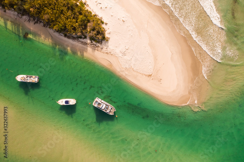 Aerial view of boats in the bay, Huskisson, New South Wales, Australia photo