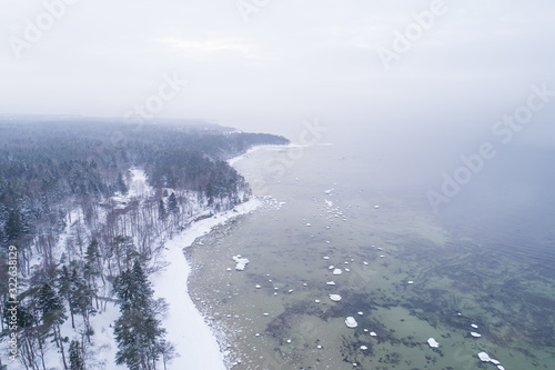 Wallpaper Mural Aerial view of frozen water in Lohusalu Bay, Suurupi, Harju County, Estonia Torontodigital.ca