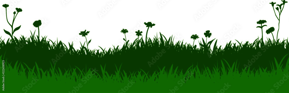 Fototapeta Meadow Grass Nature Silhouette Background Vector