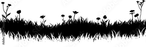 Meadow Grass Nature Silhouette Background Vector