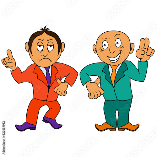 Two cartoon amusing and funny men