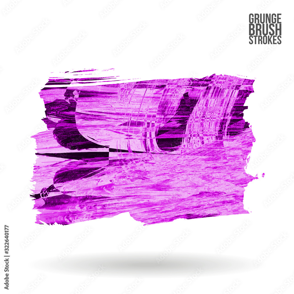 Purple brush stroke and texture. Grunge vector abstract hand - painted element. Underline and border design.