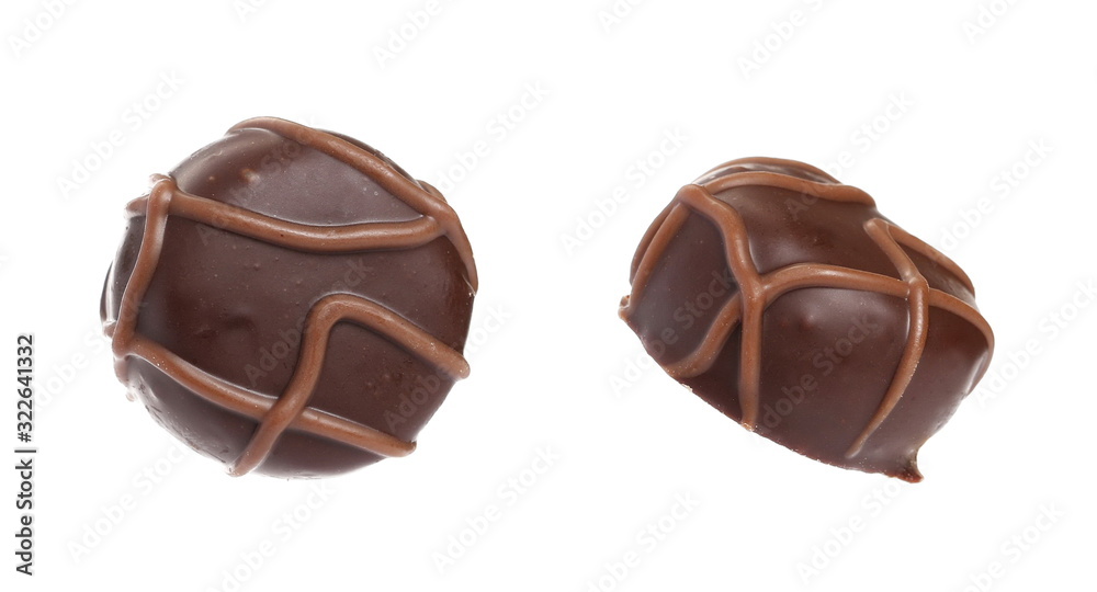 Obraz premium Chocolate, candy isolated on white background, macro and clipping path