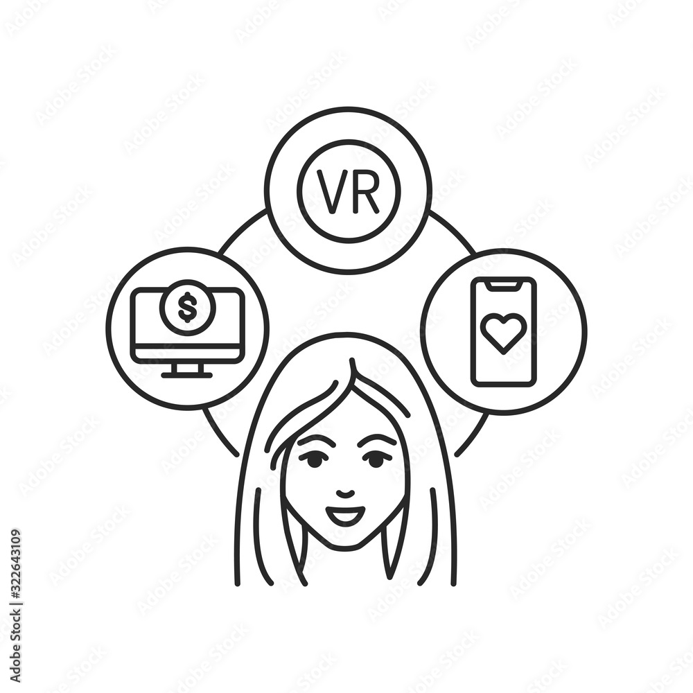 Genaration Z black line icon on pink background. Lifestyle: Remote work, startup, online dating, virtual reality. Pictogram for web page, mobile app. Vector isolated illustration. Editable stroke. Genaration Z black line icon on pink background. Lifestyle: Remote work, startup, online dating, virtual reality. Pictogram for web page, mobile app. Vector isolated illustration. Editable stroke.