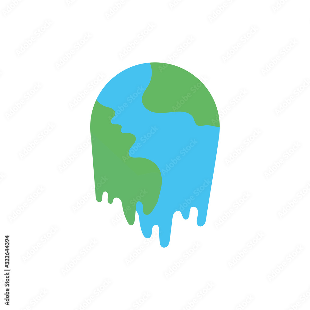 world planet earth melting flat style