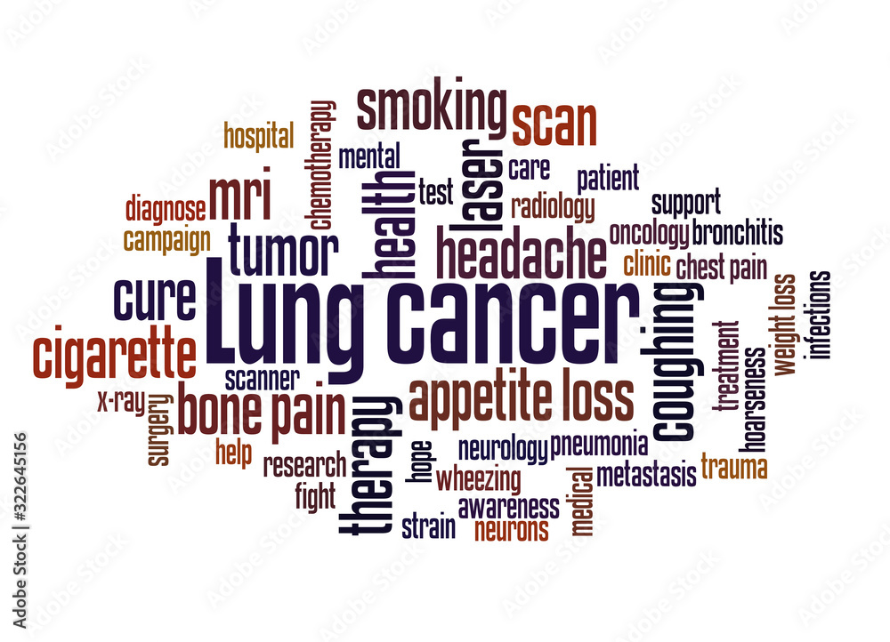 Lung cancer word cloud concept