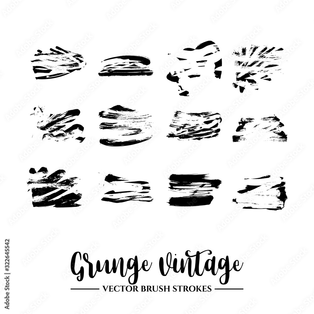 Set of black brush stroke and texture. Grunge vector abstract hand - painted element. Underline and border. Set of black brush stroke and texture. Grunge vector abstract hand - painted element. Underline and border.