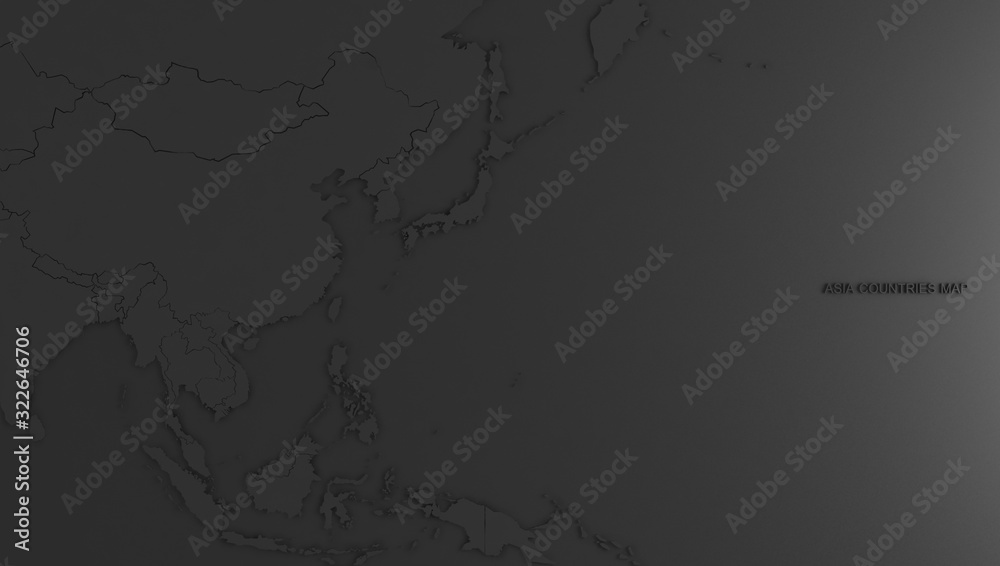 Obraz premium 3d render asia countries map. detailed asia country background. asia map.