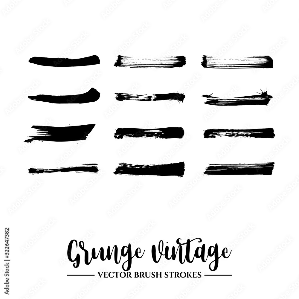 Set of black brush stroke and texture. Grunge vector abstract hand - painted element. Underline and border. Set of black brush stroke and texture. Grunge vector abstract hand - painted element. Underline and border.