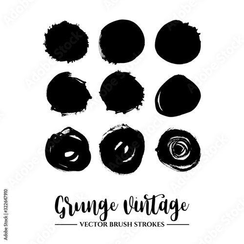 Set of black brush stroke and texture. Grunge vector abstract hand - painted element. Underline and border.