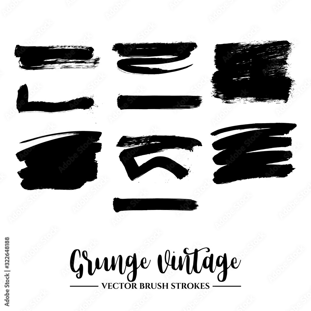 Set of black brush stroke and texture. Grunge vector abstract hand - painted element. Underline and border. Set of black brush stroke and texture. Grunge vector abstract hand - painted element. Underline and border.