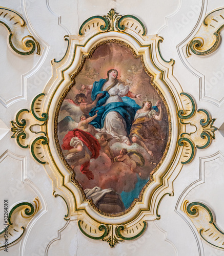 Virgin fresco from the ceiling of the Church of Santa Maria della Purità in Martina Franca, province of Taranto, Apulia, southern Italy.