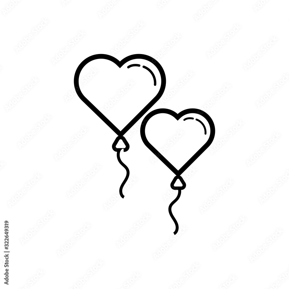 happy valentines day heart balloons helium line style