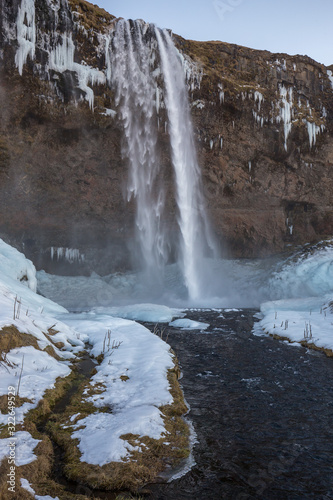  Skogafoss  Skoga waterfall in winter in Iceland