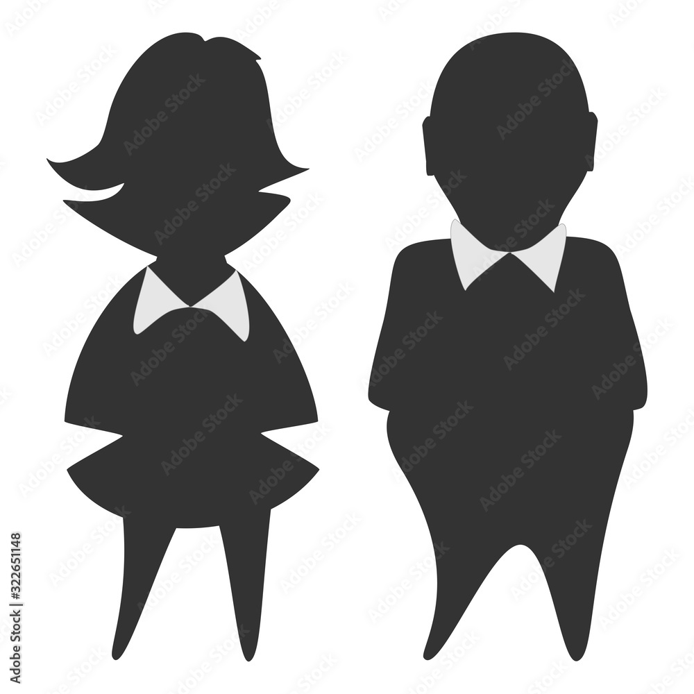 Man and woman. Vector silhouette portraits of couples. The gap between gender symbols. Separation of society by gender. Relationships, dating, marriage. Logo design. Man and woman. Vector silhouette portraits of couples. The gap between gender symbols. Separation of society by gender. Relationships, dating, marriage. Logo design.