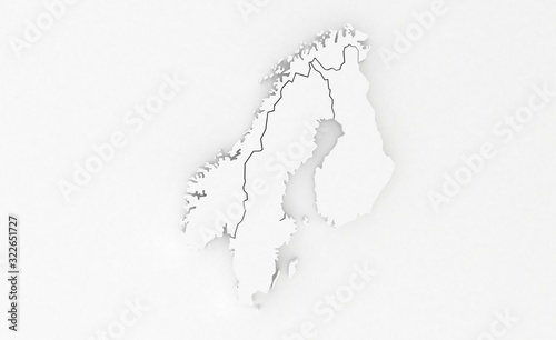 3d render map of scandinavi...